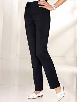 Woman wearing Stretch Elastic Waistband Pants.