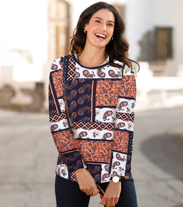 patchwork print shirt